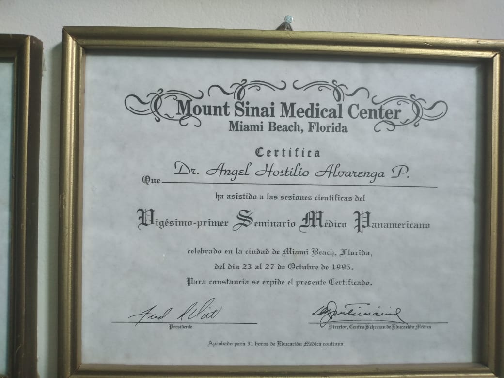 Diploma de Participación por el Vigésimo Primer Seminario Médico Panamericano