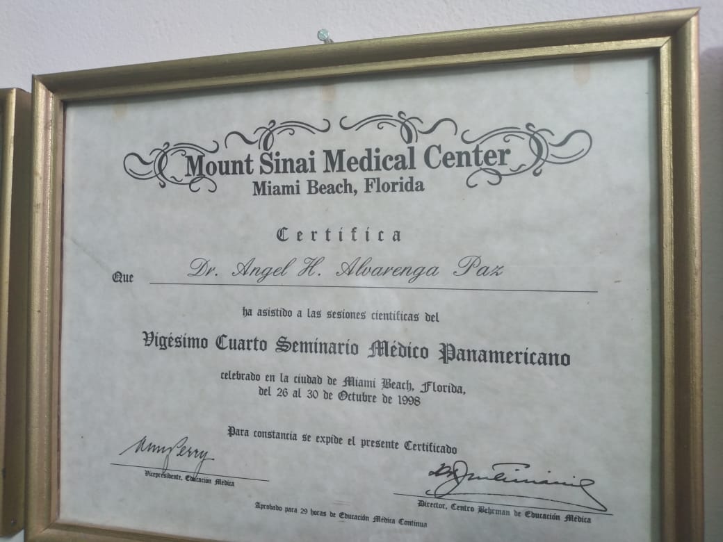 Diploma de Participación por el Vigésimo Cuarto Seminario Médico Panamericano