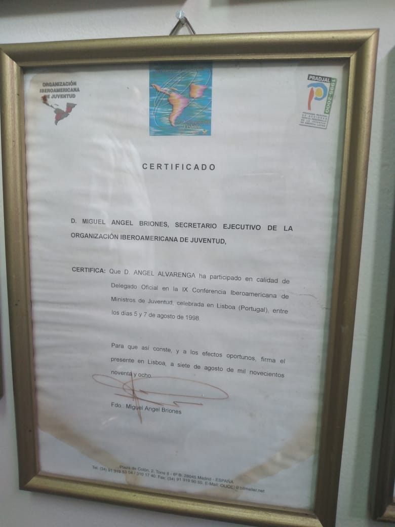 Diploma de Participación en Calidad de Delegado Oficial en la IX Conferencia Iberoamericana de Ministros de Juventud