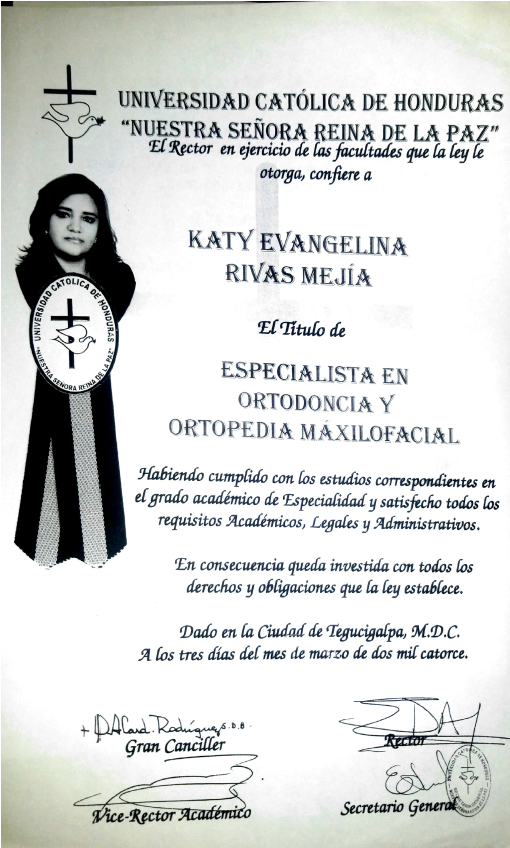Título de Especialidad en ortodoncia y ortopedia maxilofacial